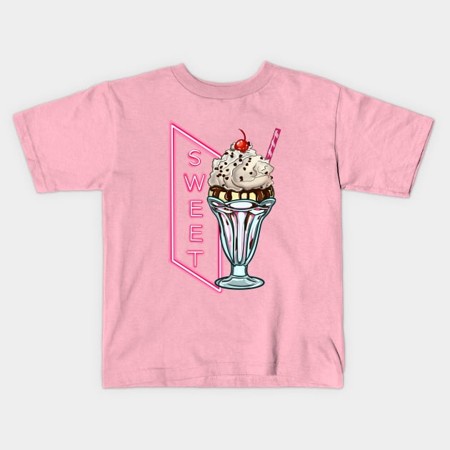 Ice Cream Sundae Kids T-Shirt by MarielaArtShop